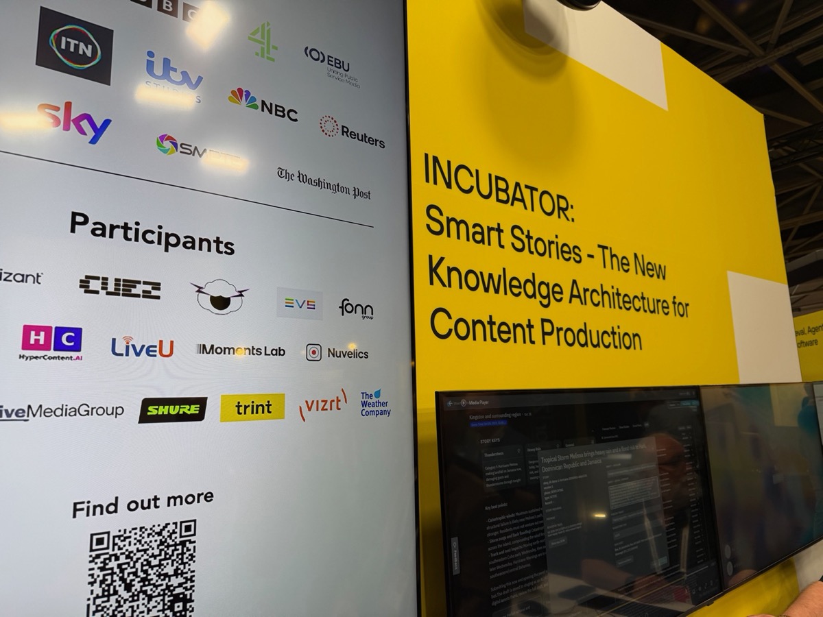 HyperContent listed among the participants on the IBC Smart Stories incubator board in Amsterdam, where the Story Object Model launched.